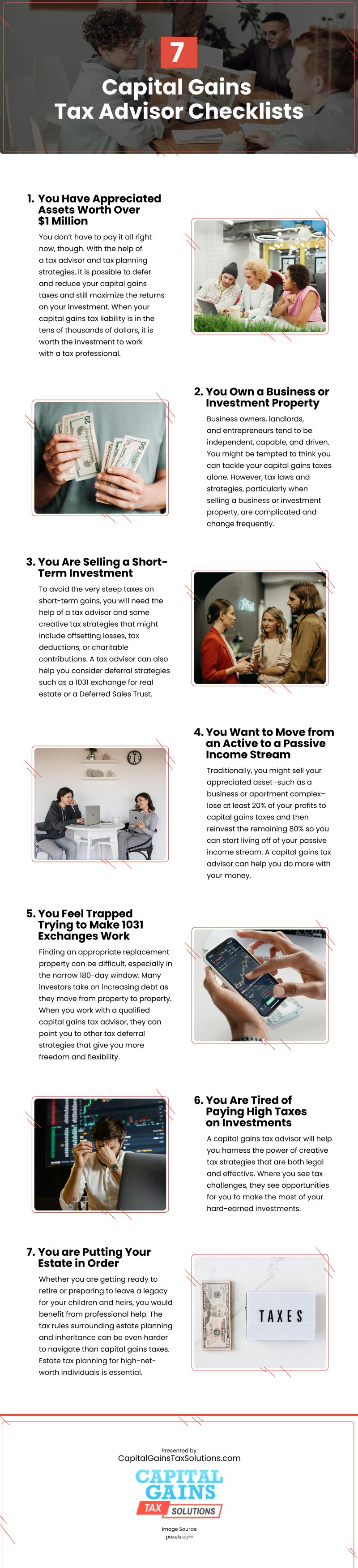 7 Capital Gains Tax Advisor Checklists Infographic