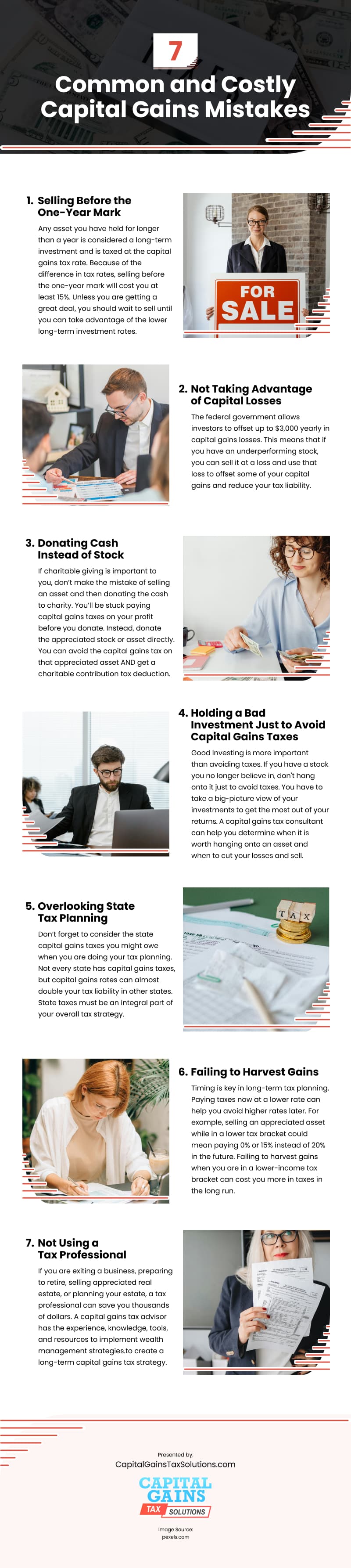 7 Common and Costly Capital Gains Mistakes Infographic