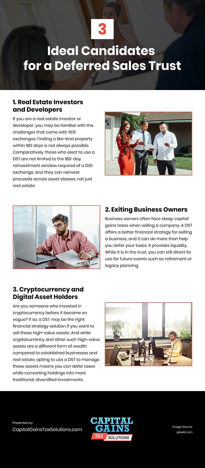 3 Ideal Candidates for a Deferred Sales Trust Infographic