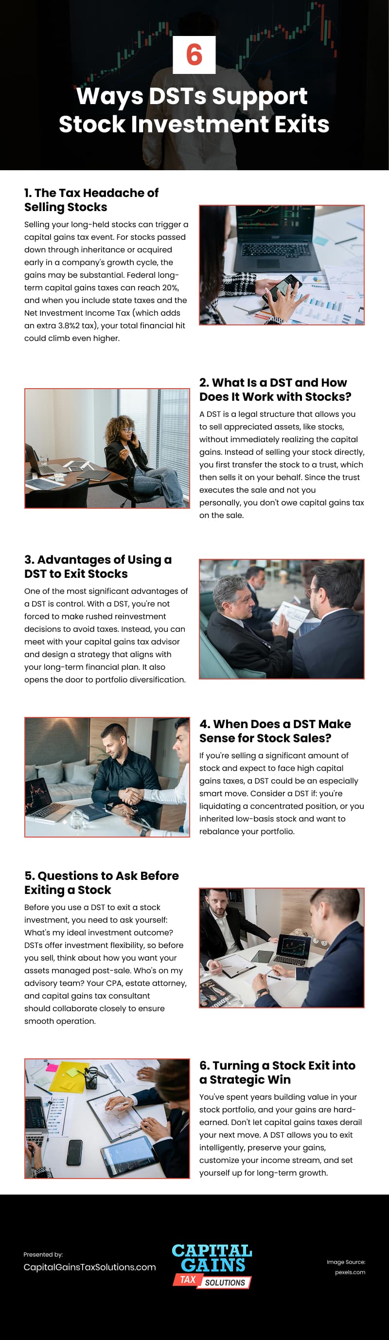 6 Ways DSTs Support Stock Investment Exits Infographic