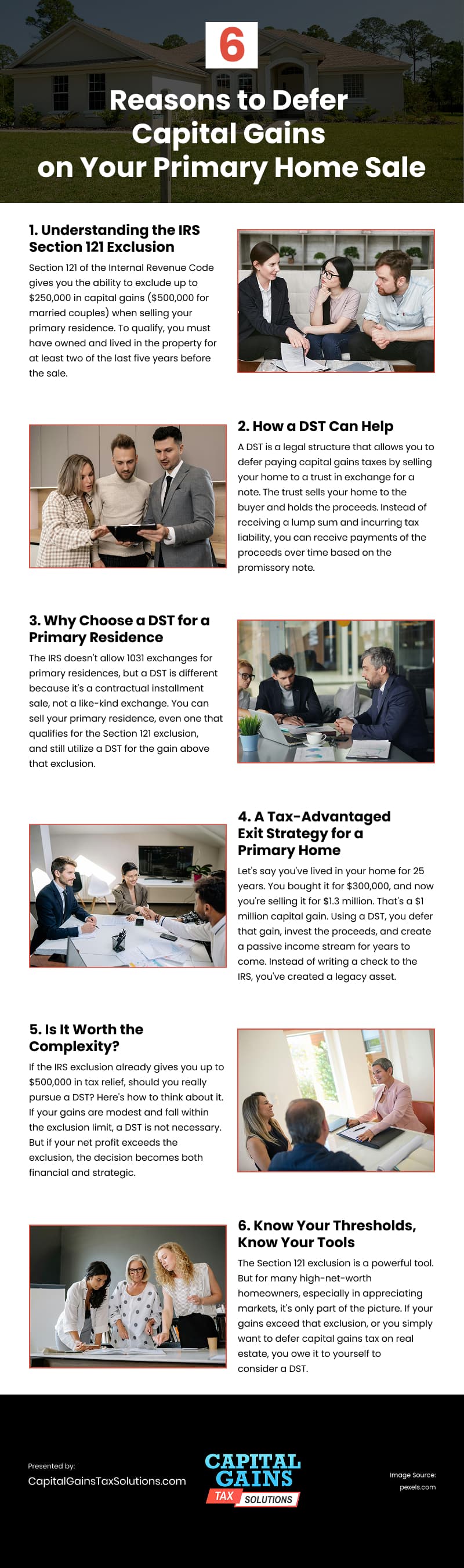 6 Reasons to Defer Capital Gains on Your Primary Home Sale Infographic